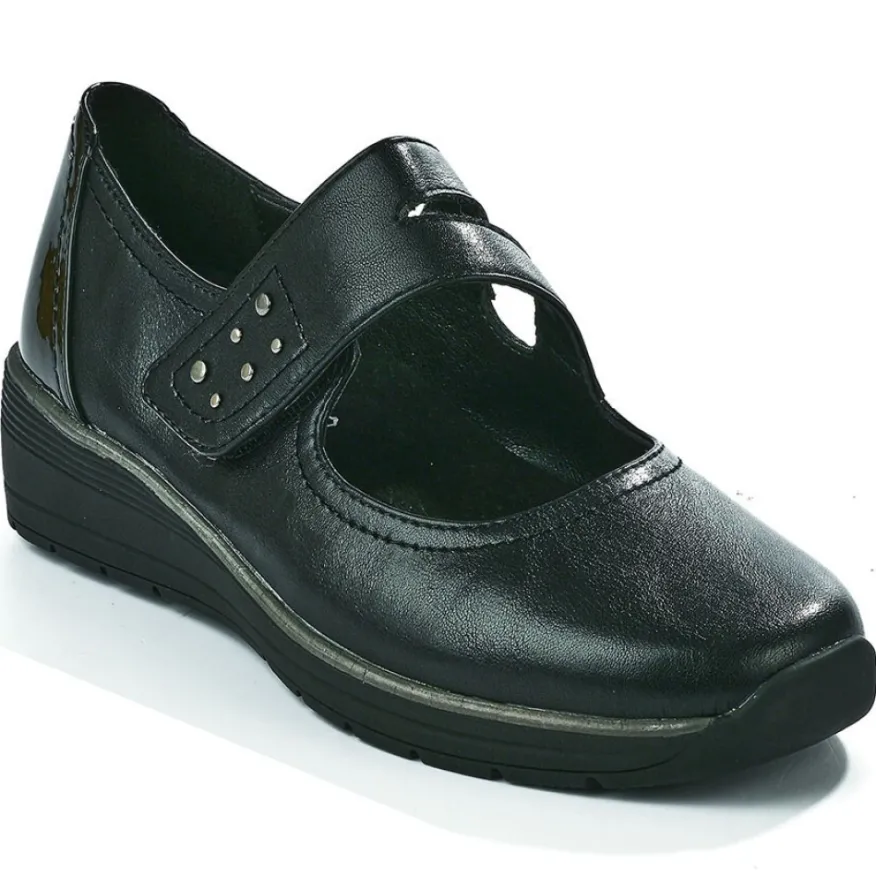 LADY CONFORT Ballerines A Brides Femme Noir Avec Clous |Femme Chaussures Confort