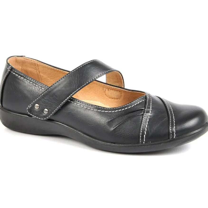 LADY CONFORT Ballerines A Brides Femme Noir |Femme Chaussures Confort