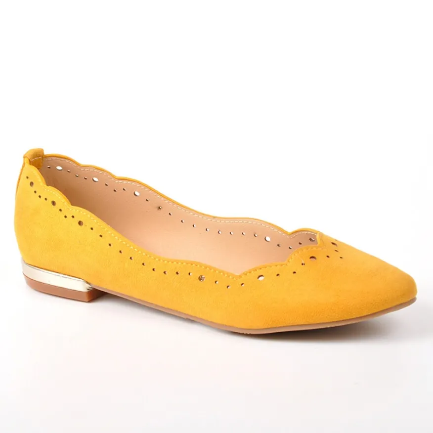 VICE VERSA Ballerines Ajourees Femme Jaune |Femme Ballerines