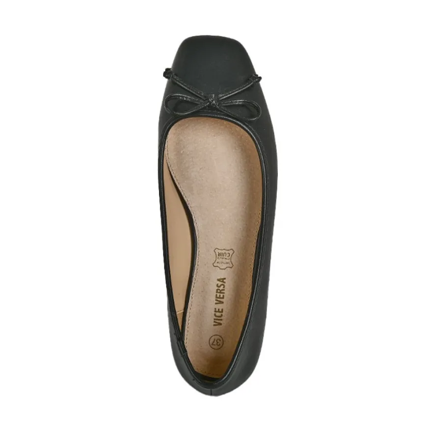 VICE VERSA Ballerines A Noeud Femme Noir Bout Carre |Femme Ballerines