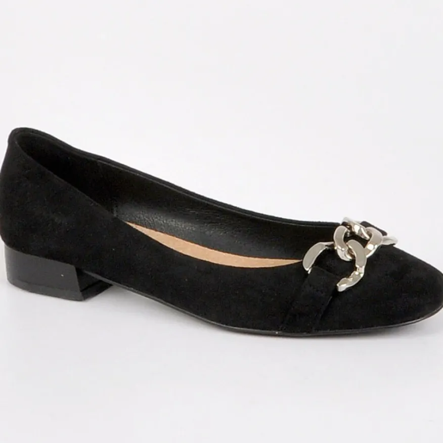 VICE VERSA Ballerines A Talon Femme Noir Avec Chaine |Femme Ballerines