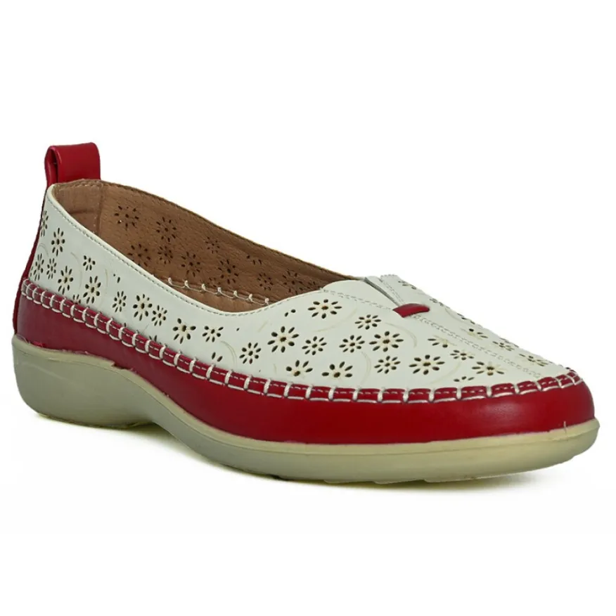 LADY CONFORT Ballerines Confort Femme Blanc Ajouree |Femme Chaussures Confort