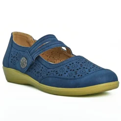 LADY CONFORT Ballerines Confort Femme Bleu Semelles Souples |Femme Chaussures Confort