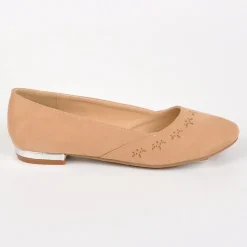 VICE VERSA Ballerines Femme Beige Au Talon Argente |Femme Ballerines