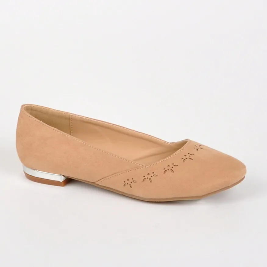 VICE VERSA Ballerines Femme Beige Au Talon Argente |Femme Ballerines