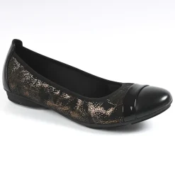 SCALINA Ballerines Femme Bi-Matieres Noir Et Dore |Femme Chaussures Confort