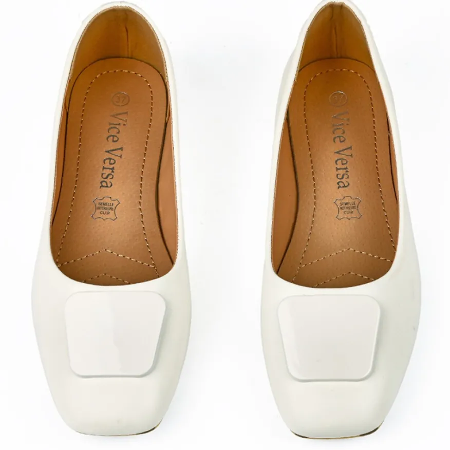 VICE VERSA Ballerines Femme Blanc A Bout Carre |Femme Ballerines