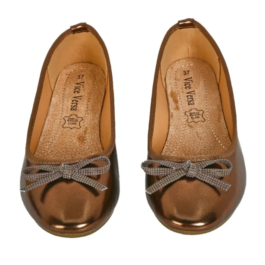 VICE VERSA Ballerines Femme Bronze A Noeud |Femme Ballerines