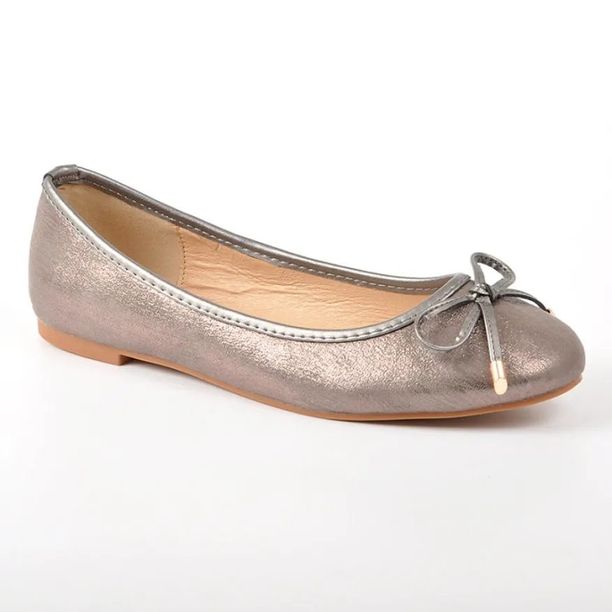 VICE VERSA Ballerines Femme Bronze Avec Noeud |Femme Ballerines