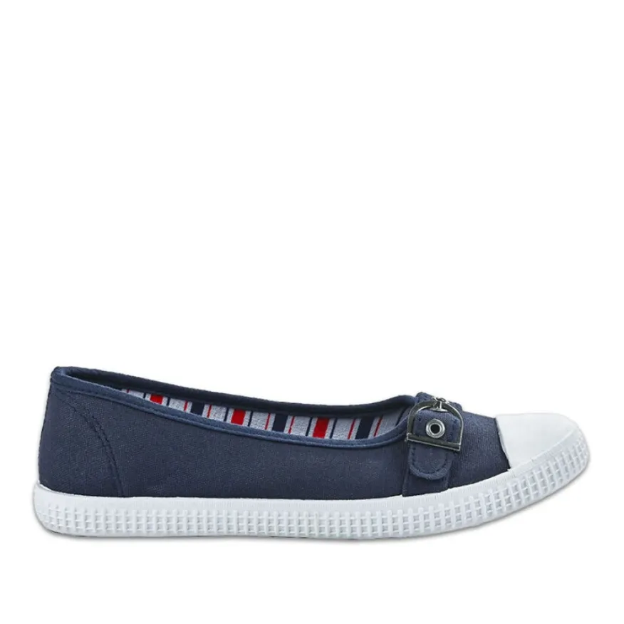 STREET LIFE Ballerines Femme En Toile Bleu Marine |Femme Ballerines