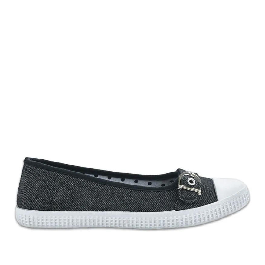 STREET LIFE Ballerines Femme En Toile Noire |Femme Ballerines
