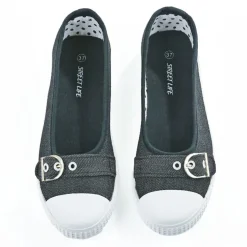 STREET LIFE Ballerines Femme En Toile Noire |Femme Ballerines