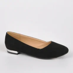 VICE VERSA Ballerines Femme Noir Au Talon Argente |Femme Ballerines