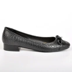 VICE VERSA Ballerines Femme Noir Effet Python A Noeud |Femme Ballerines