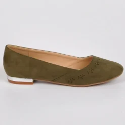 VICE VERSA Ballerines Femme Vert Kaki Au Talon Argente |Femme Ballerines