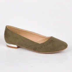VICE VERSA Ballerines Femme Vert Kaki Au Talon Argente |Femme Ballerines