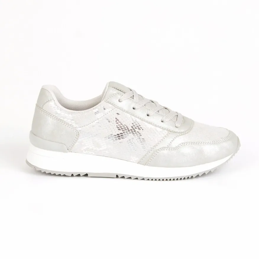STREET LIFE Baskets Avec Effet Reptile Argente|Femme Baskets, Sneakers