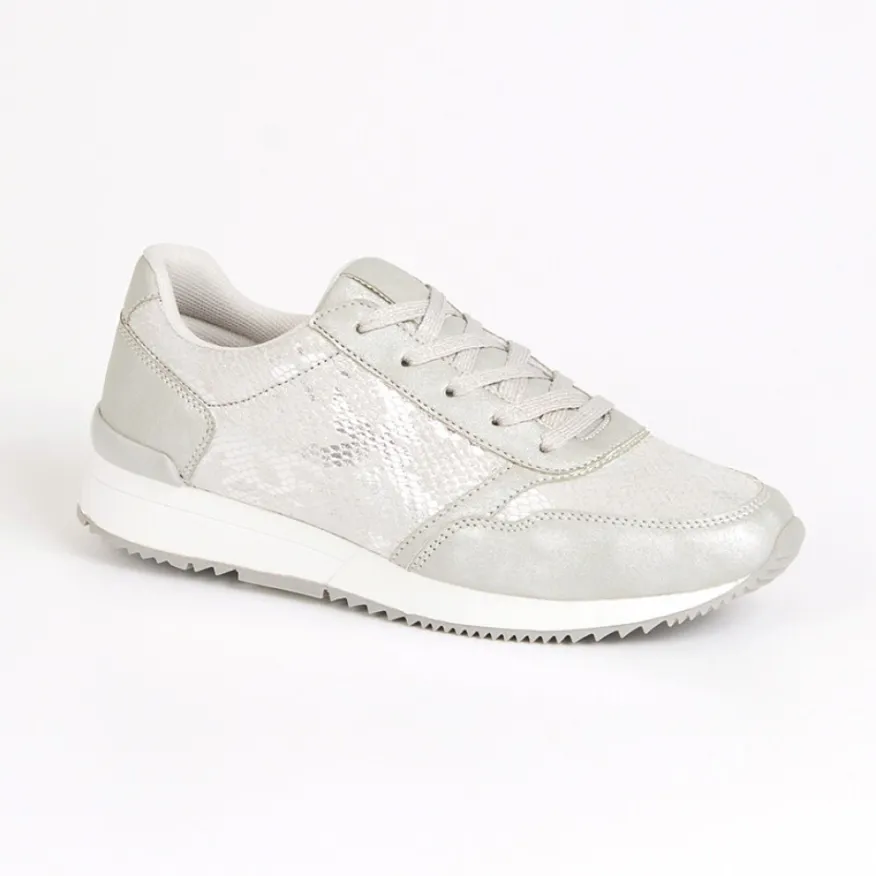 STREET LIFE Baskets Avec Effet Reptile Argente|Femme Baskets, Sneakers