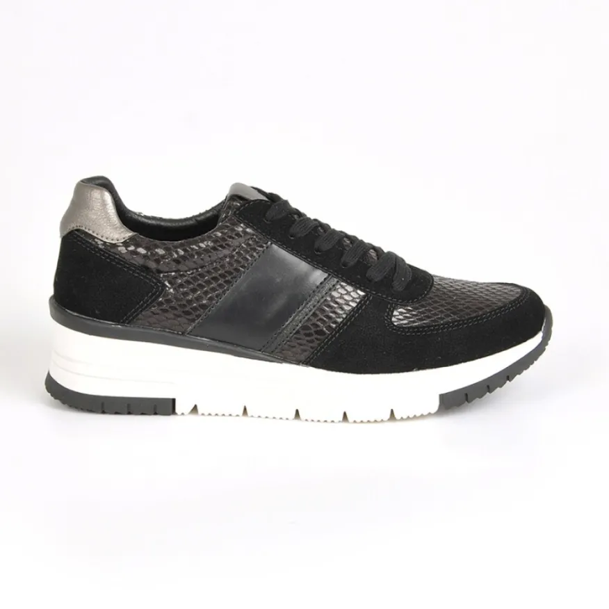STREET LIFE Baskets Avec Effet Reptile Noir|Femme Baskets, Sneakers