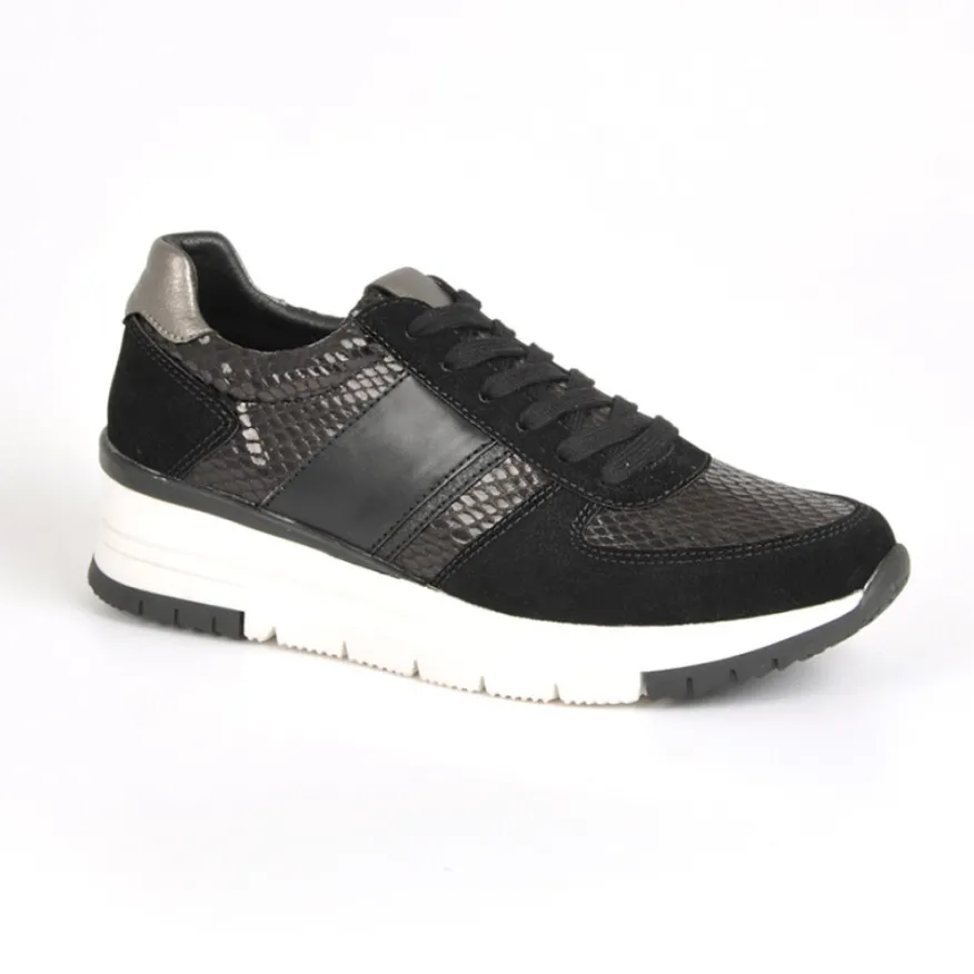STREET LIFE Baskets Avec Effet Reptile Noir|Femme Baskets, Sneakers