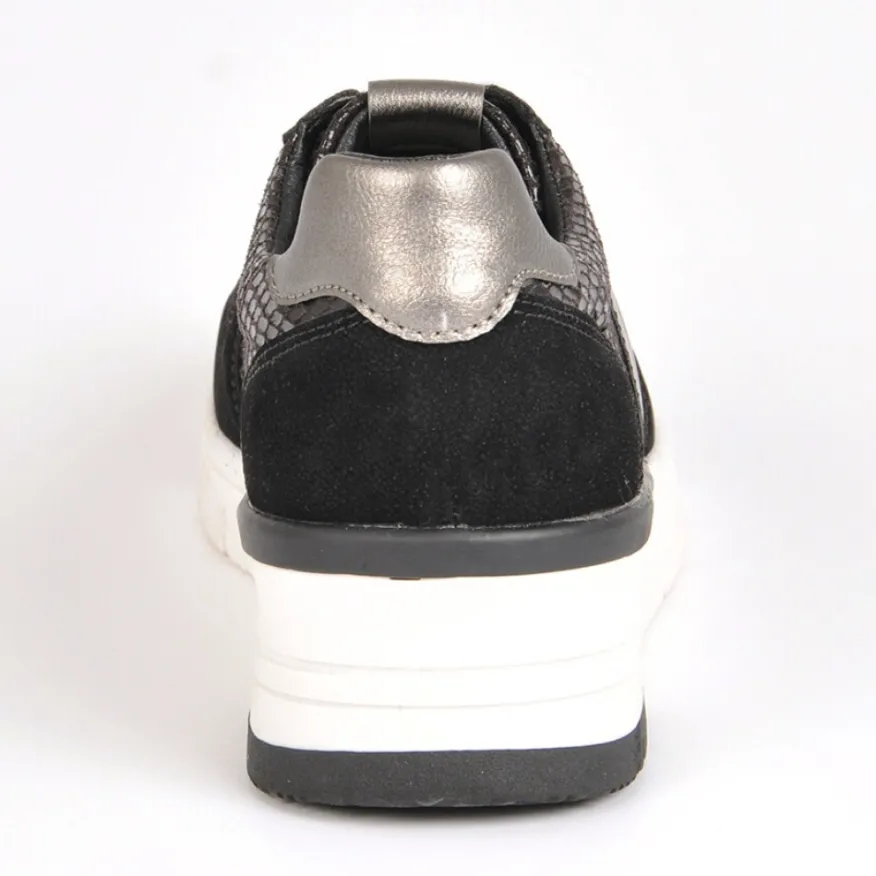 STREET LIFE Baskets Avec Effet Reptile Noir|Femme Baskets, Sneakers