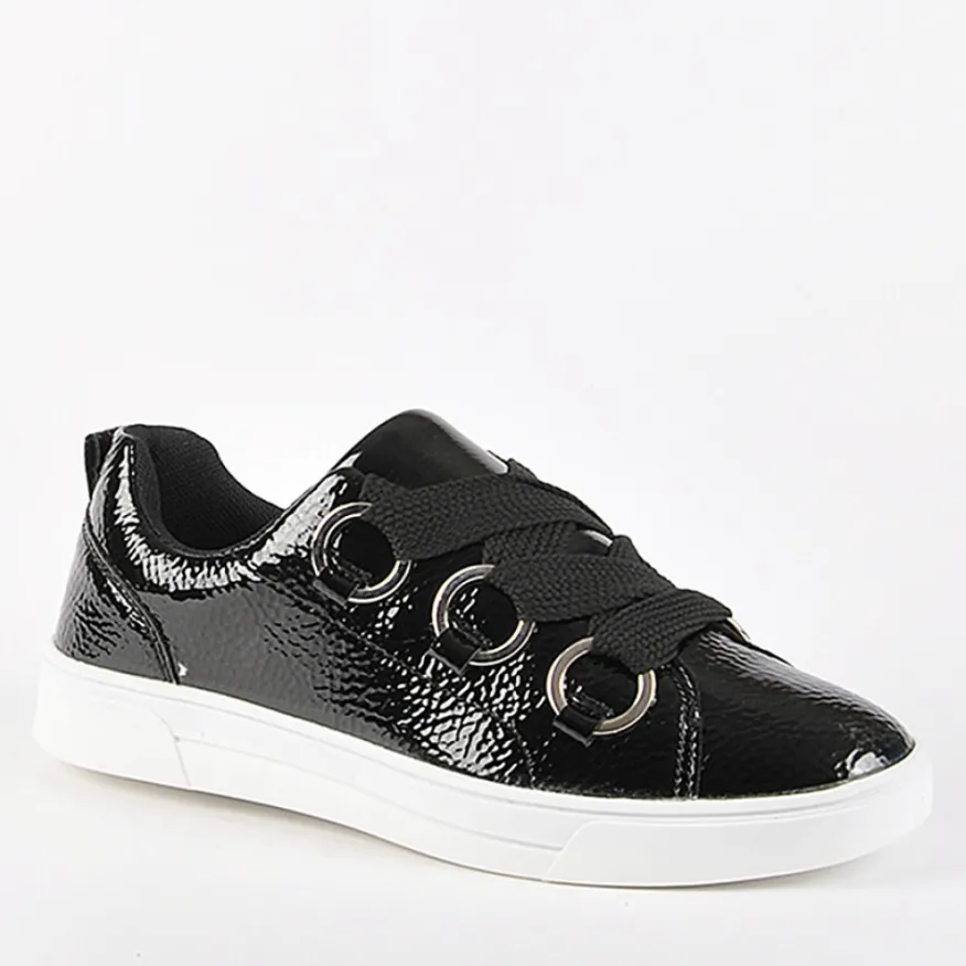 GIRL TIME Baskets Avec Lacets Fantaisies Noir|Femme Baskets, Sneakers