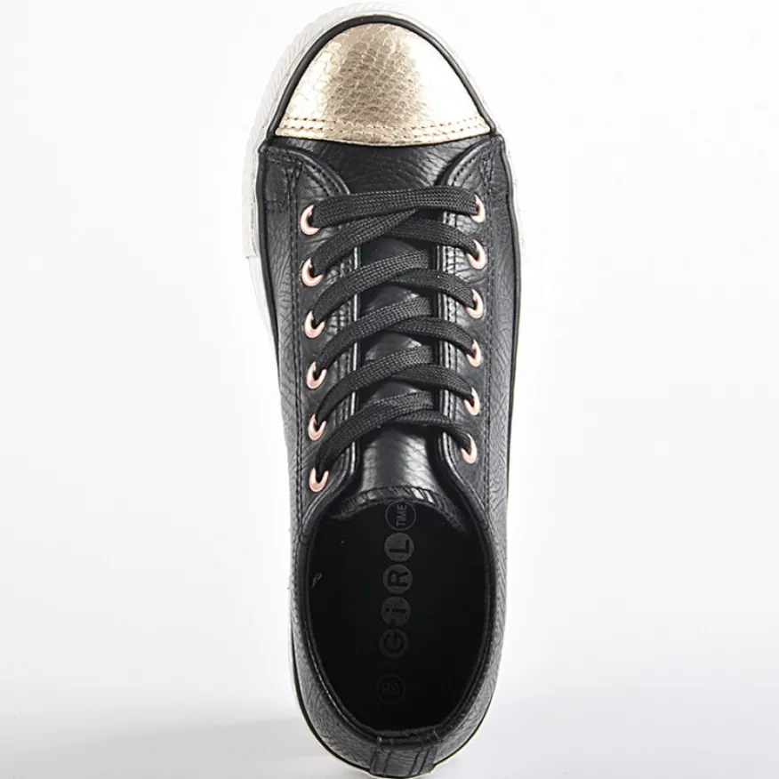 GIRL TIME Baskets Bicolores Noir|Femme Baskets, Sneakers