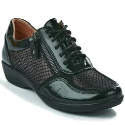 LADY CONFORT Baskets Confort Femme Bi-Matieres Noir |Femme Chaussures Confort