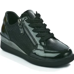 LADY CONFORT Baskets Confort Femme Noir Avec Fermeture Eclair |Femme Chaussures Confort