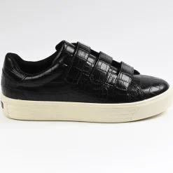 STREET LIFE Baskets Femme Avec Effet Croco Noir|Femme Baskets, Sneakers