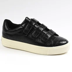 STREET LIFE Baskets Femme Avec Effet Croco Noir|Femme Baskets, Sneakers