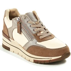 SCALINA Baskets Femme Beige Avec Fermeture Eclair |Femme Chaussures Confort