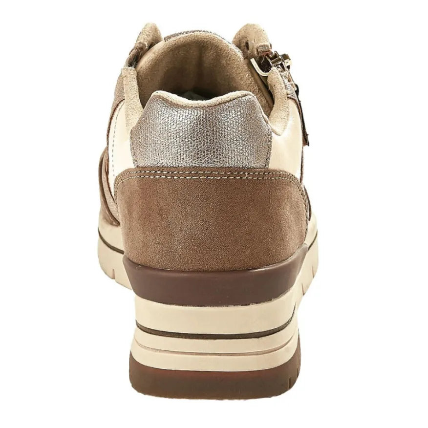 SCALINA Baskets Femme Beige Avec Fermeture Eclair |Femme Chaussures Confort