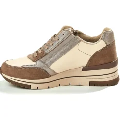 SCALINA Baskets Femme Beige Avec Fermeture Eclair |Femme Chaussures Confort