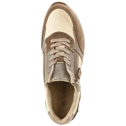 SCALINA Baskets Femme Beige Avec Fermeture Eclair |Femme Chaussures Confort