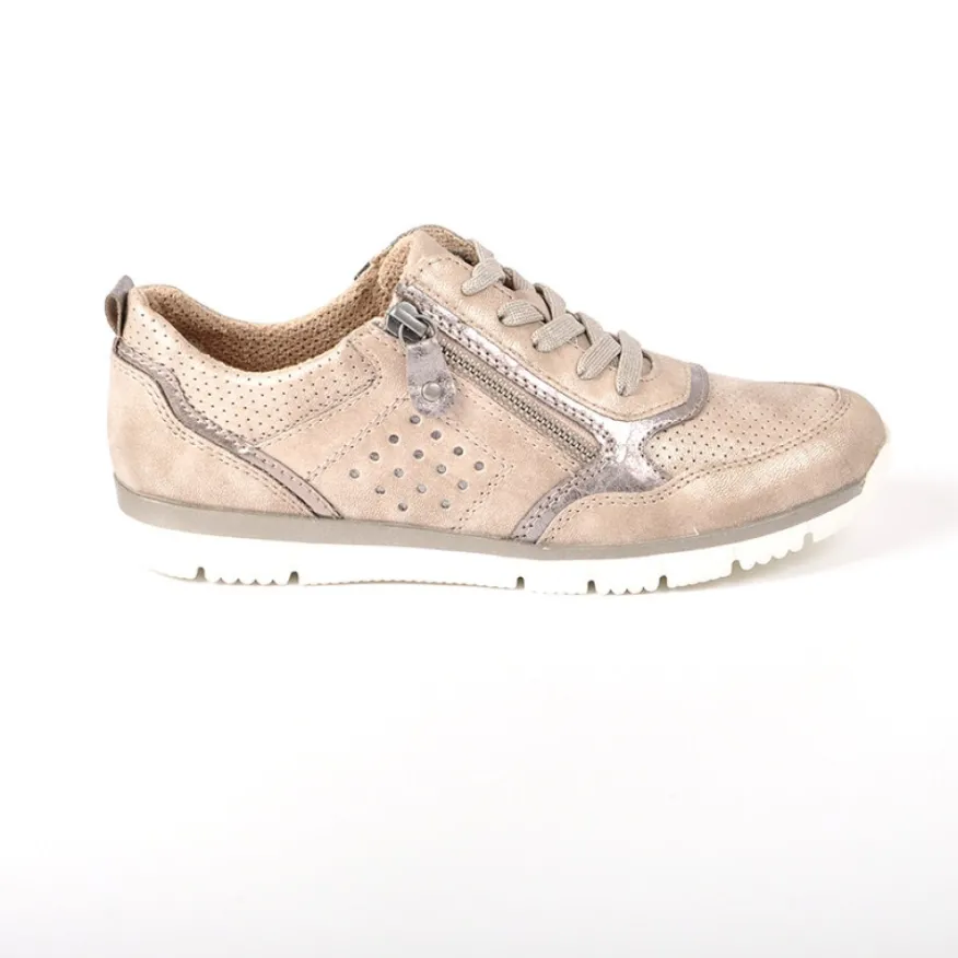 RELIFE Baskets Femme Beige Avec Fermeture Eclair Sur Le Cote |Femme Chaussures Confort