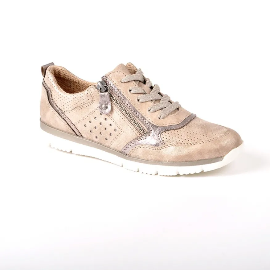 RELIFE Baskets Femme Beige Avec Fermeture Eclair Sur Le Cote |Femme Chaussures Confort