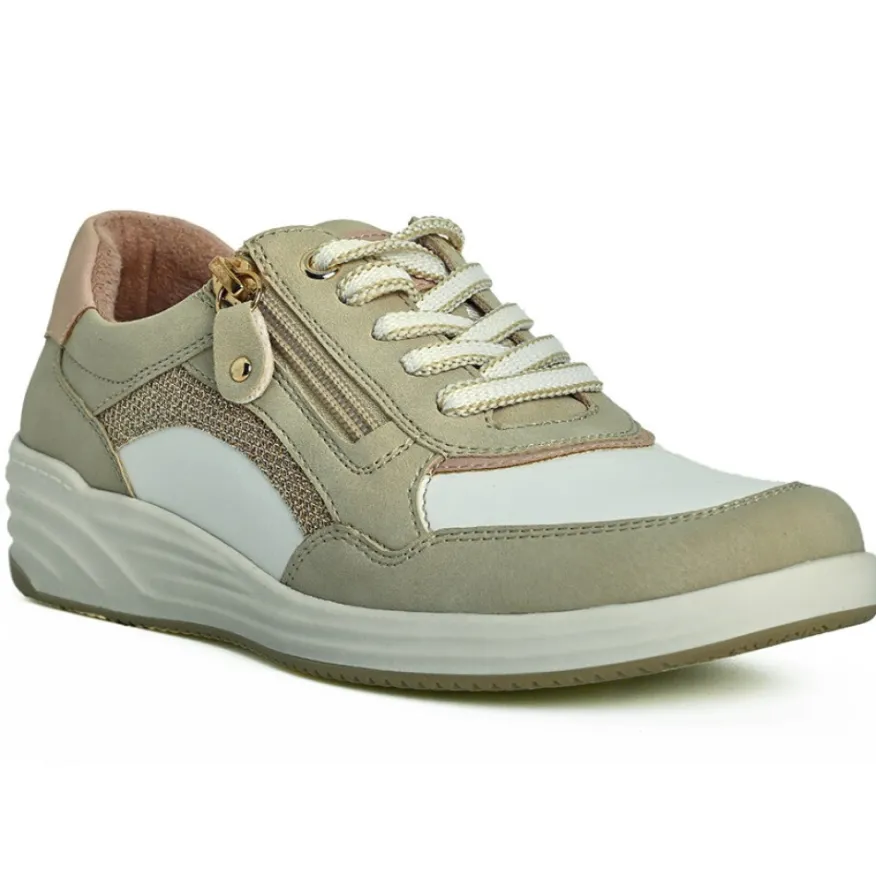 RELIFE Baskets Femme Beige Avec Fermeture Eclair |Femme Chaussures Confort
