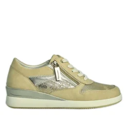 LADY CONFORT Baskets Femme Beige Effet Python |Femme Chaussures Confort