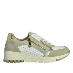 SCALINA Baskets Femme Blanc Et Beige |Femme Chaussures Confort