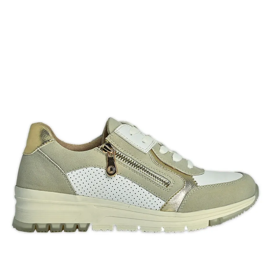 SCALINA Baskets Femme Blanc Et Beige |Femme Chaussures Confort