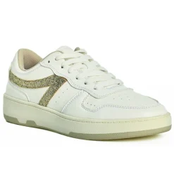STREET LIFE Baskets Femme Blanc Et Dore A Paillettes |Femme Baskets, Sneakers