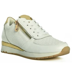 SCALINA Baskets Femme Blanc Et Dore |Femme Chaussures Confort