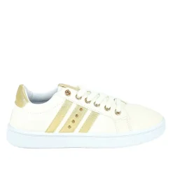 STREET LIFE Baskets Femme Blanc Et Dore |Femme Baskets, Sneakers