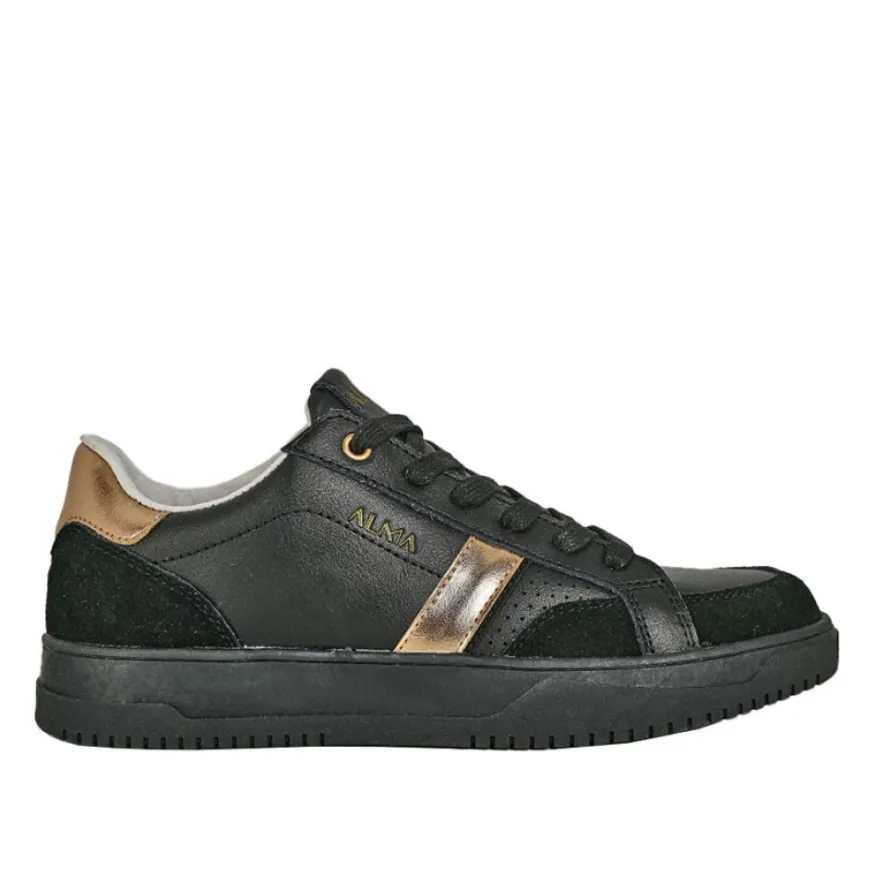 ALMA Baskets Femme En Cuir Noir |Femme Baskets, Sneakers