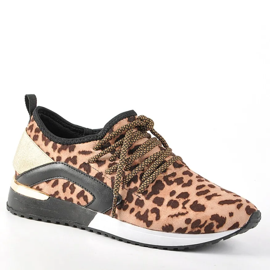 GIRL TIME Baskets Femme Leopard |Femme Baskets, Sneakers