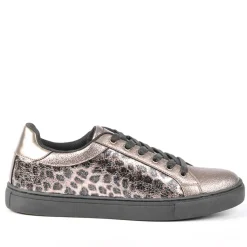 GIRL TIME Baskets Femme Motif Leopard Gris|Femme Baskets, Sneakers