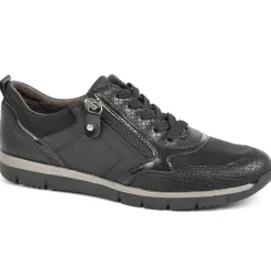RELIFE Baskets Femme Noir Avec Effet Python |Femme Chaussures Confort