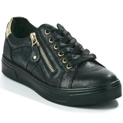 SCALINA Baskets Femme Noir Et Dore |Femme Chaussures Confort