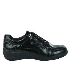 SCALINA Baskets Femme Vernies Noires |Femme Chaussures Confort